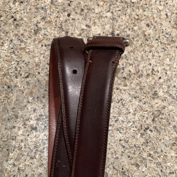 Coach 3752 Mens Dress Belt 42 Dark Brown Calfskin Leather Nickel Brass Buckle - Picture 3 of 7